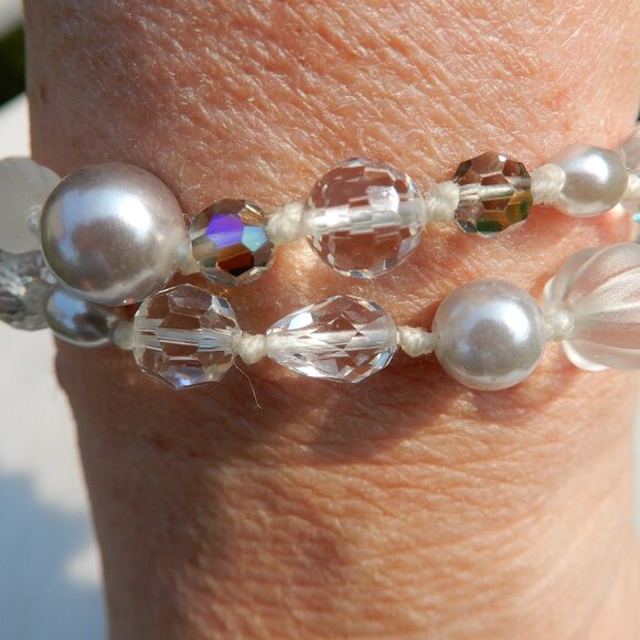 Swarovski Crystal, Glass Bead, and Faux Pearl Bracelet - Picture 2 of 6
